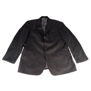 Andrew Fezza Lambswool Cashmere Suit Coat Jacket Men 44R Dark Gray Shoulder Pads